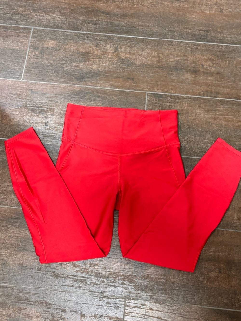 Womens 7/8High-Waist Red Leggings